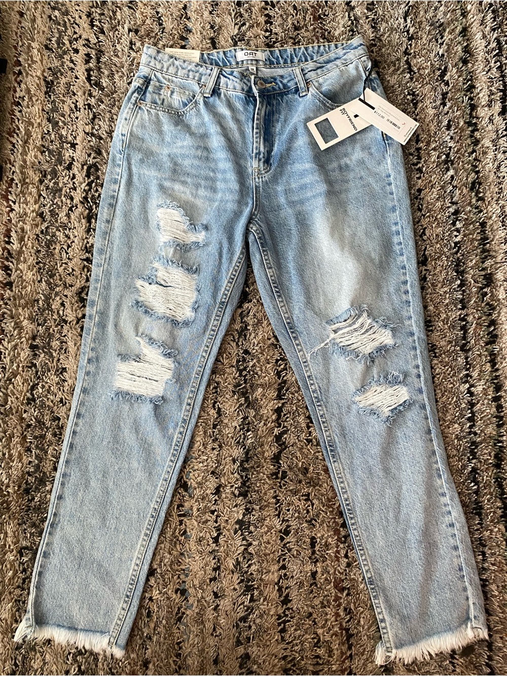 Oat New York Light Blue Distressed Boyfriend Jeans Size 28